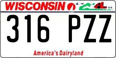 WI license plate 316PZZ