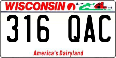 WI license plate 316QAC