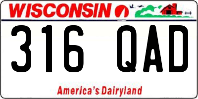 WI license plate 316QAD