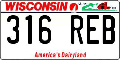 WI license plate 316REB