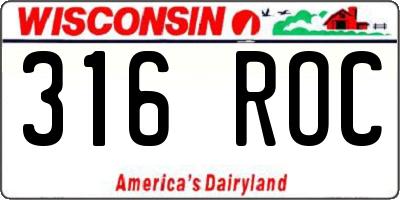 WI license plate 316ROC