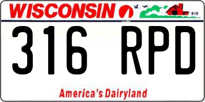 WI license plate 316RPD