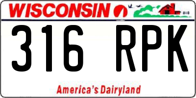 WI license plate 316RPK