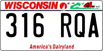 WI license plate 316RQA