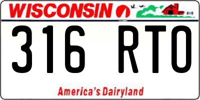 WI license plate 316RTO