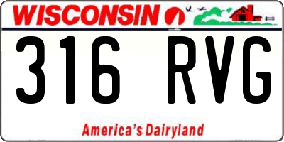 WI license plate 316RVG