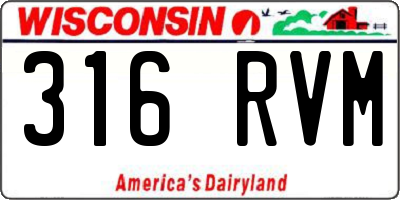 WI license plate 316RVM