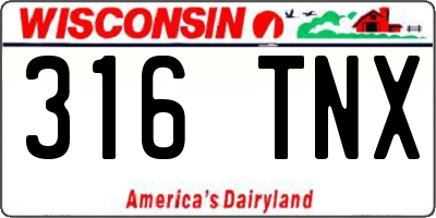 WI license plate 316TNX