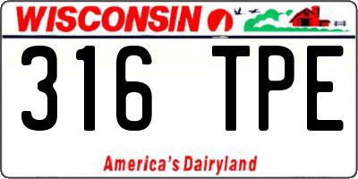 WI license plate 316TPE