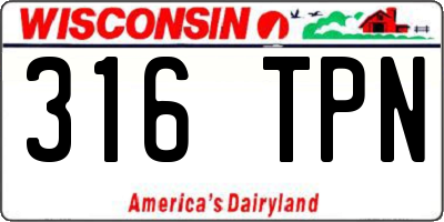 WI license plate 316TPN