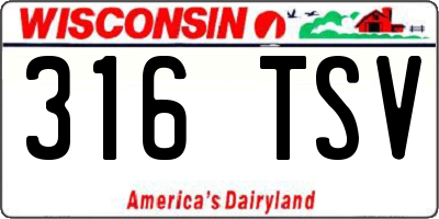 WI license plate 316TSV