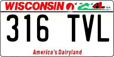 WI license plate 316TVL