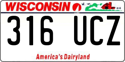 WI license plate 316UCZ