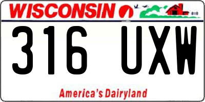 WI license plate 316UXW