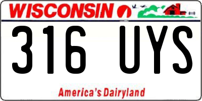 WI license plate 316UYS