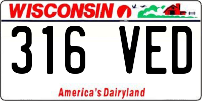 WI license plate 316VED