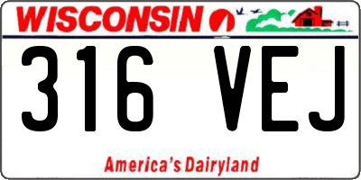 WI license plate 316VEJ