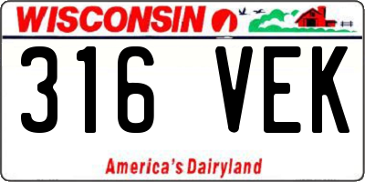 WI license plate 316VEK