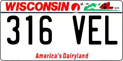 WI license plate 316VEL