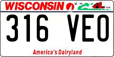 WI license plate 316VEO