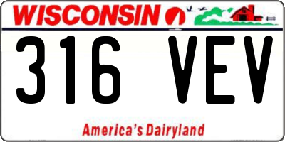 WI license plate 316VEV