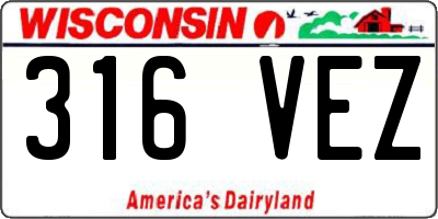 WI license plate 316VEZ