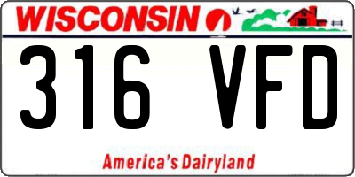 WI license plate 316VFD