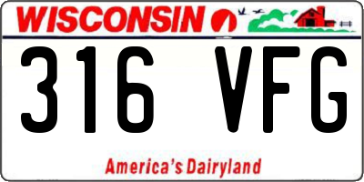 WI license plate 316VFG