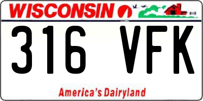 WI license plate 316VFK