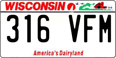WI license plate 316VFM