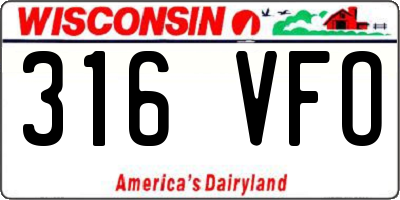 WI license plate 316VFO