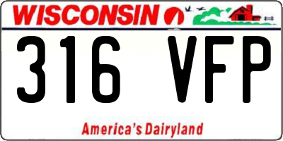 WI license plate 316VFP