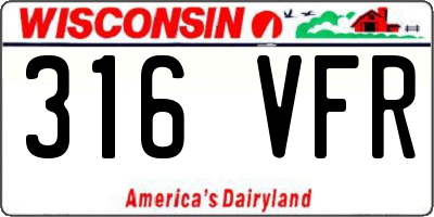 WI license plate 316VFR