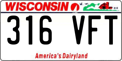 WI license plate 316VFT