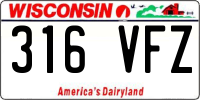 WI license plate 316VFZ