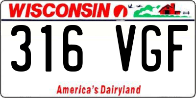 WI license plate 316VGF