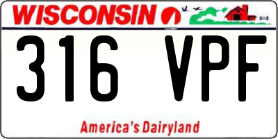 WI license plate 316VPF
