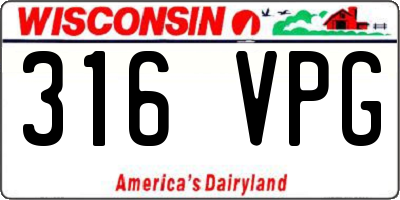 WI license plate 316VPG