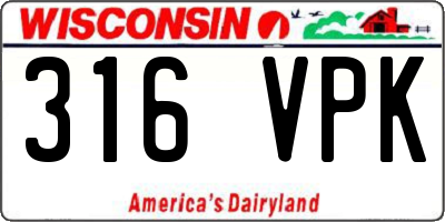 WI license plate 316VPK
