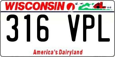 WI license plate 316VPL
