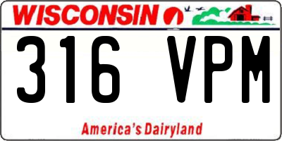 WI license plate 316VPM