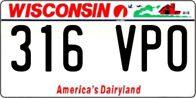 WI license plate 316VPO