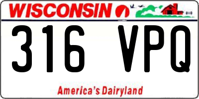 WI license plate 316VPQ