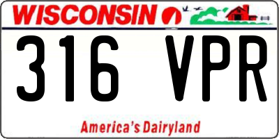 WI license plate 316VPR