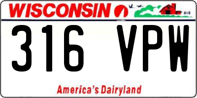 WI license plate 316VPW