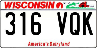 WI license plate 316VQK
