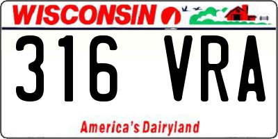 WI license plate 316VRA