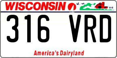 WI license plate 316VRD