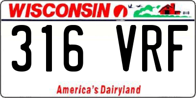 WI license plate 316VRF