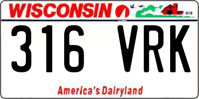 WI license plate 316VRK